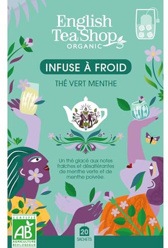English Tea Shop - Infusion à froid - Thé vert glacé à la Menthe biologique sans sucre - Ice-tea naturel - 20 sachets