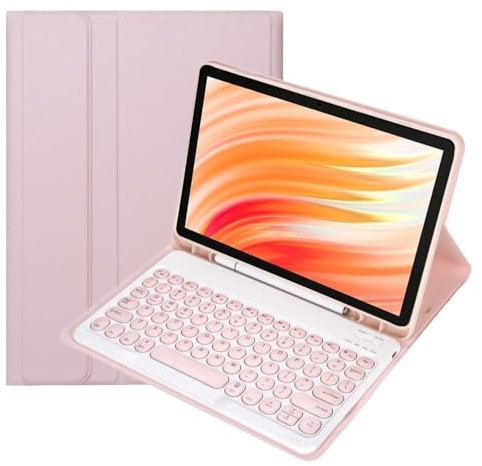 HLTOOP Keyboard Case for Amazon Fire HD 10 and 10 Plus Tablet (13th/11th Generation, 2023/2021 Release) - Magnetic Detachable Keyboard with Pen Holder,Pink