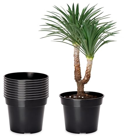 Garronda Blumentopf Kunststoff Pflanztopf rund Kräutertopf Anzuchttöpfe Blumentopf Schwarz für Innen und Aussen 53cm GD-0025 (10 Stück - Schwarz, ⌀ 53cm H=55cm)