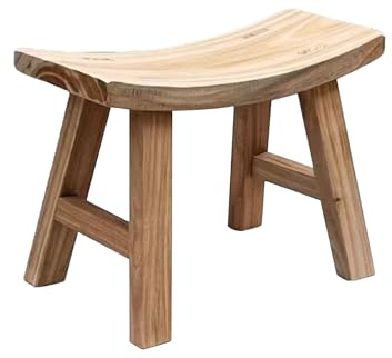 Rustic Small Solid Wooden Bench Vintage Stool Footstool Decor Wood Step Stool Plant Stand Narrow Benches Seat for Kids & Adults Indoor Bathroom Dining Entryway Kitchen Farmhouse Living Room(Natural Co