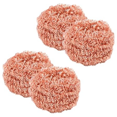 4PCS Estropajos De Cobre, 8x3,5cm Almohadillas De Cobre, Material De Alambre De Cobre, Duradero Y Resistente Al Óxido, Adecuado para Ollas, Parrillas, Cocinas