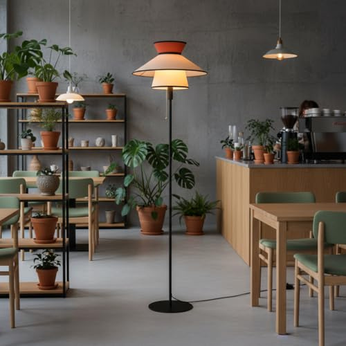 BARCELONA LED Lampada da Terra XXL CORA con Paralume in Tessuto, Stile Moderno e Industriale Retrò, Minimalista ed Elegante, Ideale per Soggiorno, Camera da Letto, Sala da Pranzo o Ingresso