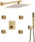 Shower System, with Body Jets Thermostatic Value Body Brass Brushed Gold Finish Square 10-12 Inch Rainfall Shower Head, Wall Mounted Shower Set