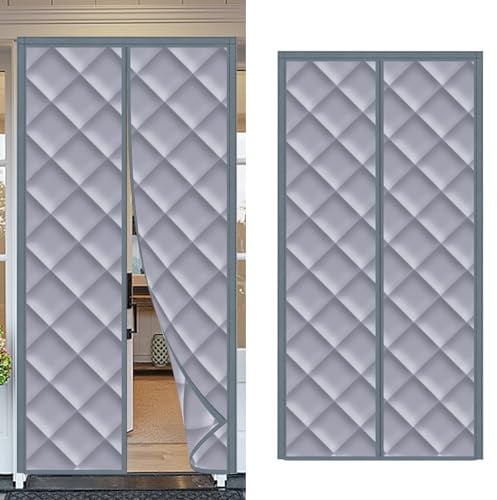 Rideau de protection thermique magnétique pour porte - Rideau thermique contre le froid et la chaleur - Coupe-vent et insonorisé - Protection intérieure - Imperméable - Gris, 80 x 205 cm