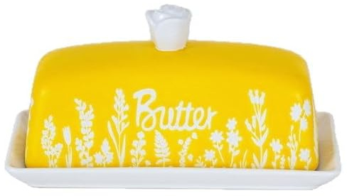 LinJunnz Butterdose aus Porzellan mit Deckel für Arbeitsplatte, klassischer Stil, Keramik-Butterschalen mit Deckel und Knauf, Standard-Butterhalter zur Aufbewahrung von 1 westlichen oder östlichen