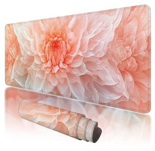Mouse Pad 800x300x3mm, Extended Large Mouse Mat Non-Slip & Waterproof Desk Mat, Pink Gaming Mousepad for Home Office Work, Flower Mousepad Large with Smooth Surface, Mousemat for Office & Home, X-11