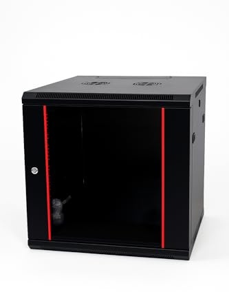 Danicom Baseline 19 Zoll 9 HE Netzwerkschrank mit Glastür- Schwarz | 600x600x500mm (BxTxH) - Traglast 50 kg - Wandmontage - Serverschrank - Wandgehäuse - Server rack