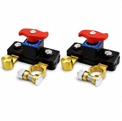 KEUPOK 2x Coupe circuit de Batterie 12V-24V, Interrupteur de Batterie en Cuivre Pur Réglable, Haute Conductivité pour Voiture, Camping-ca et Bateau