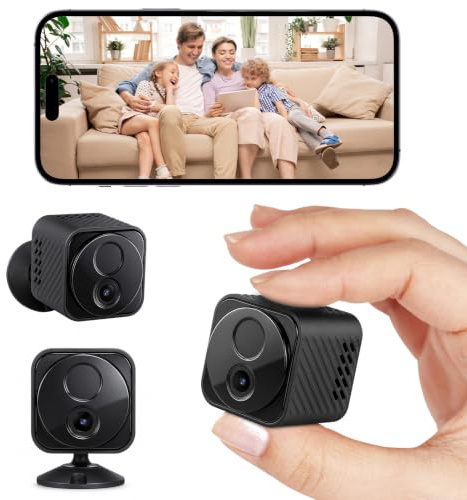 Bfhdbdt Mini Kamera, 4K HD WLAN Überwachungskamera Innen Für Live Übertragung Handy APP,Cloud-Speicher, adaptivem Standby, Fernsteuerung, Nachtsicht, Bewegungserkennung, 30 Tagen Akkulaufzeit