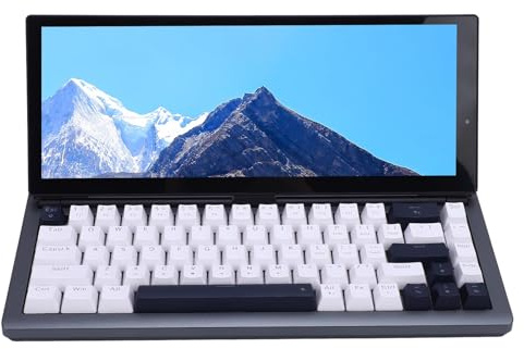 Yechiry Mechanical Keyboard with 12.3 Inch Touchscreen, Portable Touch Screen Gaming Keyboard, 2 Magnetic Full Range Speakers 68 Keys RGB 20 Lighting USB for Computers Phones (C)