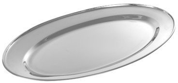 Buckingham Mirror Polish Oval Serving Tray Heavy Gauge Plate Stainless Steel Durable Meat Platter for Restaurant Catering Parties Buffet BBQs (40 Cm)