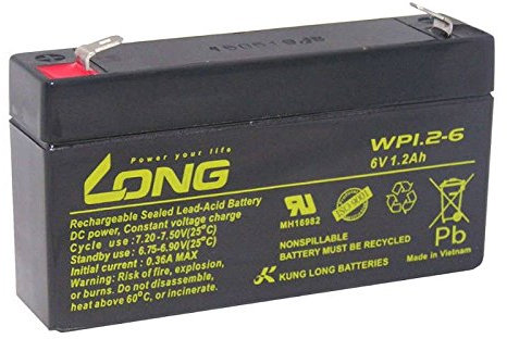 Bleiakku Batterie Kung Long WP1.2-6 6V 1,2Ah Akku AGM Blei Accu wartungsfrei
