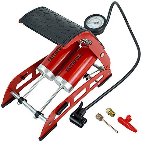 Faithfull faiaufpump2 Doppelzylinder Fußpumpe mit Manometer