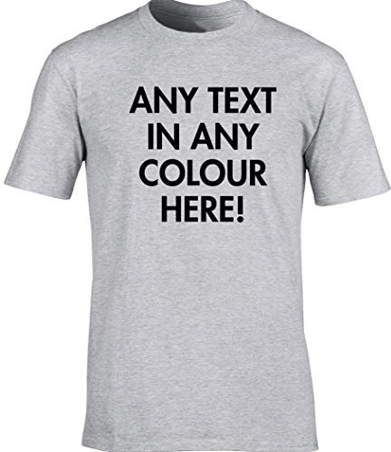 Hippowarehouse Personalised T-Shirt UK Unisex Short Sleeve Printed Text Image Photo Mens Womens Funny (Specific Size Guide in Description) Grey