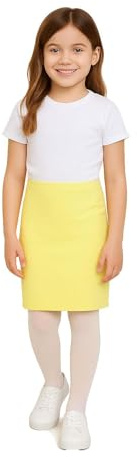 A2Z Kids Girls Pencil Skirt Soft Stretch School Casual Fashion Bottom Lemon