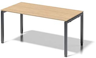 BISLEY Cito Schreibtisch, 650-850 mm höheneinstellbares U-Gestell, Metall, Mp334 Dekor Ahorn, Gestell Anthrazitgrau, 80 x 160 x 85 cm