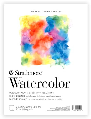 Strathmore 200 Series Watercolor Paper Pad, 9x12 inch, 15 Sheets