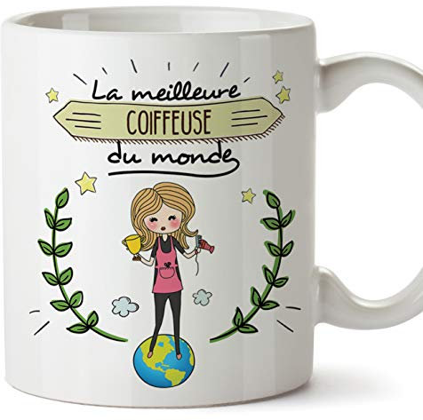 Mugffins Coiffeuse Tasses Originales de café et Petit-déjeuner à Donner Travailleurs Professionnels - La Meilleure Coiffeuse du Monde - Céramique 350 ML