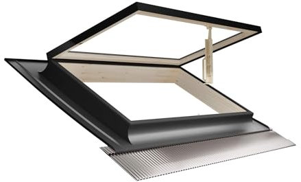 Emica – Bestes Vasistas-Dachfenster aus Aluminium | Doppelglas 4/9/4 | Griff mit 4 Öffnungspositionen (55 x 45 cm Basis x Höhe)