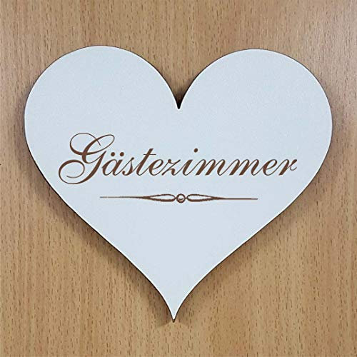Schild Herz « GÄSTEZIMMER » ca. 13 x 12 cm - selbstklebendes Türschild Dekoschild Wohnaccessoires - Gäste