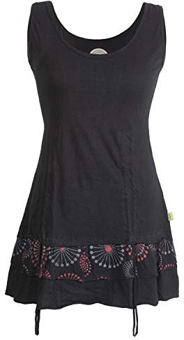 Vishes - Alternative Bekleidung - Damen Lagen-Look Jersey-Tunika Shirt aus Baumwolle zum Raffen schwarz 50