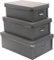 XUCHUN Foldable Storage Baskets, 3 Piece Multiple Sizes Small/Medium/Large Waterproof Plastic Box with Lid for Shoes Grey