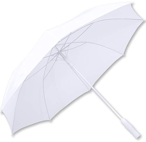 iX-brella Paraguas XXL de fibra de vidrio para golf, automático, color negro, blanco completo, 132 cm