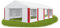 Das Company Partyzelt 4x8m Lagerzelt Universalzelt Pavillon mit Moskitonetz weiß-rot mit Bodenrahmen Pavillon Zelt 240g/m² PE Plane wasserdicht Gartenzelt Summer Floor IPEM