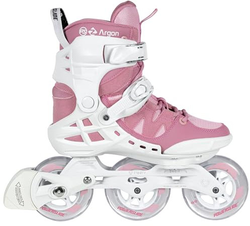 Powerslide Inline Skate Phuzion Argon Rose 100 Triskate - Inline-Skate mit 3 Rollen in weiß-pink für Damen - Inliner für Freizeit und Sport