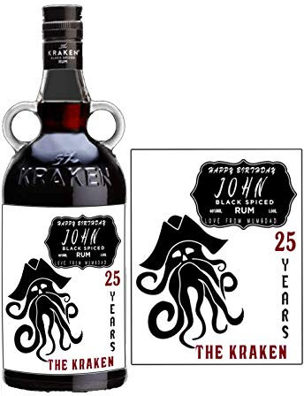 Personalised Kraken Rum Bottle Label Birthday Any Occasion BL122