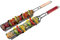 2 pièces paniers grille pour barbecue, grille de barbecue avec poignée en bois pour kebab, saucisse, légumes, poissons, crevettes, 49 x 4,7cm