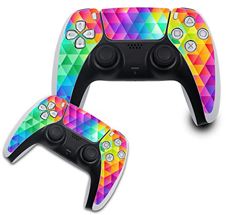 Finest Folia Design Cover R140, film de protection autocollant en vinyle, anti-rayures, compatible avec PS5, pour boîtier de manette de console de jeux (jeu de manette n° 22, triangles multicolores)