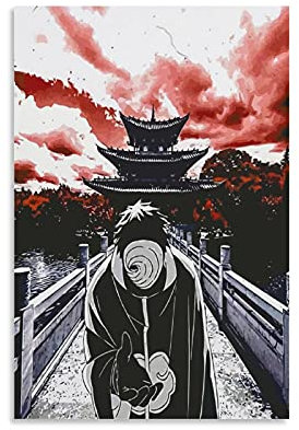 JIEDENG Anime Obito Tobi Akatsuki Poster, dekoratives Gemälde, Leinwand, Wandkunst, Wohnzimmer, Poster, Schlafzimmer, Malerei, 50 x 75 cm