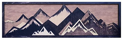 GZWY Quadro da parete in legno di alta qualità, con intaglio di montagna, decorazione da parete per soggiorno, decorazione da parete (vista della montagna)