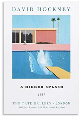 SMDO David Hockney A Bigger Splash Moderne Kunst-Poster Kunstdrucke Dekor Geschenk Leinwand Kunst Poster und Wandkunst Bild Druck Moderne Familie Schlafzimmer Dekor Poster 50 x 75 cm