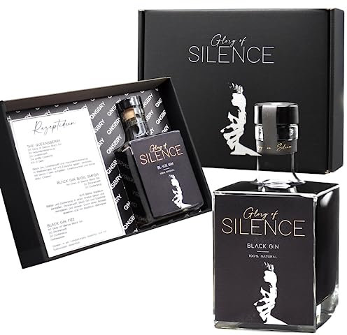 Geschenkset Glory of Silence Black Gin | Schwarzer Gin (0,5 l) edel verpackt in der Geschenkbox mit Rezeptkarte
