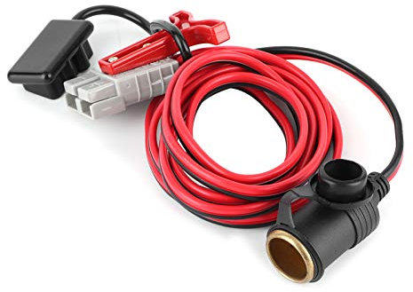 Akozon 12Volt Adaptersteckdose 50A 600W Wasser- und Schmutzbeständigkeit 2 Meter mit Batterieklemme Zigarettenanzünder zum Batteriekabel für Wohnmobilanhänger