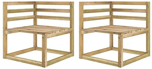 Gecheer Garten-Paletten-Ecksofas 2 STK.Palettensofa-Eckteilen Kiefernholz Grün Imprägniert Garten Ecksofa Palettensofa Sofa Gartensofa Lounge Palettenmöbel Gartenmöbel Einzelsofa Gartensessel