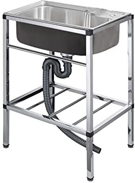 Meuble Evier Inox, Évier De Cuisine 1 Bac Evier Exterieur De Jardin Commercial Stainless Steel Sinks Avec Support, Évier Utilitaire Sur Pied Avec Établi, Appliquer À La Buanderie De Cuisine