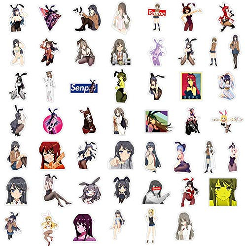 50 Stück Rascal Does Not Dream of Bunny Girl Senpai Autoaufkleber für Laptop, Auto, Gepäck, Skateboard und mehr