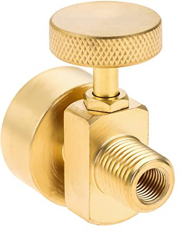 1LB Brass Propane Needle Control Valve, Disposable Adjustable Pressure Propane Gas Regulator Valve for Stove grill, with 1/4 Male NPT Thread, Propane 1LB Tank Disposal Cylinder Bottle Adapter