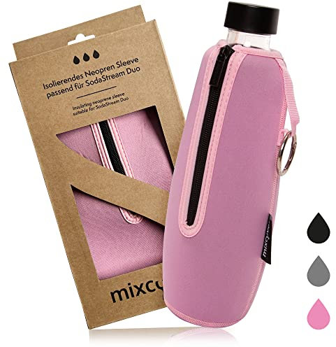 mixcover isolierter Flaschenschutz Sleeve kompatibel mit SodaStream Crystal und Duo Glasflaschen Schutzhülle für Flaschen, Schutz vor Bruch und Kratzern, Farbe Pink