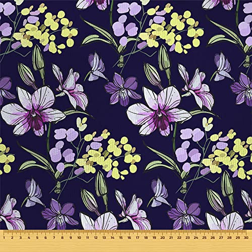HEKO PANELS Stoff Oxford Wasserdichte Meterware CanvasPolyester Stoff Zum Nähen Nähstoffe Möbelstoffe Dekostoffe Handwerken Wasserabweisend Blickdicht Blumen Violett Lila 100 x 155 cm