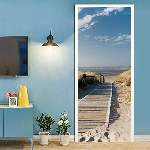 VIRANDA Türtapete Selbstklebend TürPoster - Weg zum Meer - 3D Türaufkleber Wasserfest Türfolie für Schlafzimmer Gang Tür verschönern deko 86x200cm