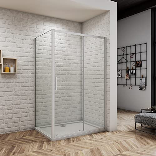 120x70x185CM CABINA DE DUCHA PUERTA CORREDERA CON PANEL LATERAL ALTURA 185 CRISTAL 5MM TEMPLADO MARCO GRIS MATE CRISTAL