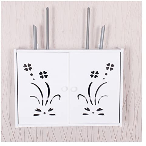 Scatola di Immagazzinamento del Router WiFi, Scaffale Galleggiante Bianco, del Router WiFi Montata A Parete, Montaggio A Parete del Modem del Router (Color : WhiteB, S : 50x10x40cm)