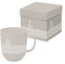 ReWu Becher Henkelbecher Beige Aufdruck Boot und Meer Porzellan Ø 21cm Maritim Geschirr Spülmaschinenfest Lebensmittelecht Geschenkkarton Kaffetasse Kaffebecher Mug
