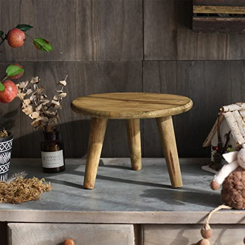Mini Tabouret Rond en Bois, Table de Support de Plante D'intérieur, Présentoir de Tabouret en Bois Décoratif Support de Plante Moderne Support de Pot de Fleur pour Extérieur Intérieur Maison(S)