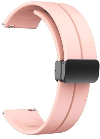 diloy Cinturino BR45 – Silicone con chiusura magnetica – Compatibile smartwatch – 20mm 22mm – Rilascio rapido, elegante e flessibile Rosa Chiaro 20mm