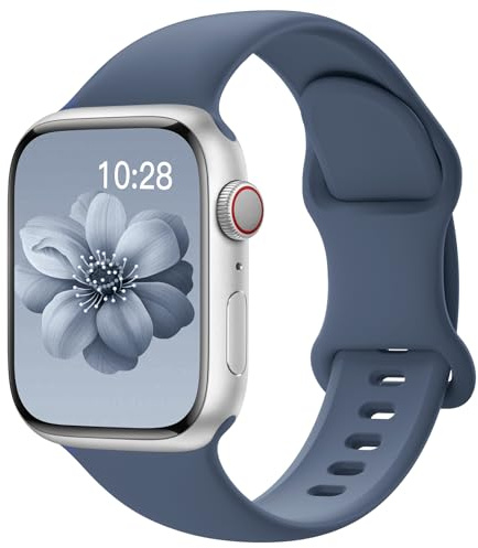 Yoohoo Silicone Band Compatible with Apple Watch Straps 44mm 45mm 46mm 49mm | Sport Strap for Women Men,Soft and Breathable,Replacement Bands for iWatch Series 11 10 9 8 7 6 5 4 3 2 1 SE Ultra,Storm Blue